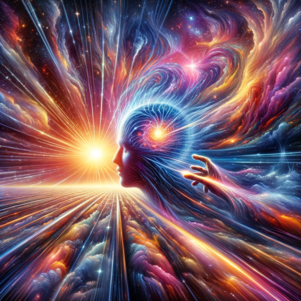 File:DALL·E 2024-01-12 13.10.10 - A depiction of a cosmic mind venturing through the entirety of transtemporal creation at high velocity, giving the impression of witnessing a big bang.png